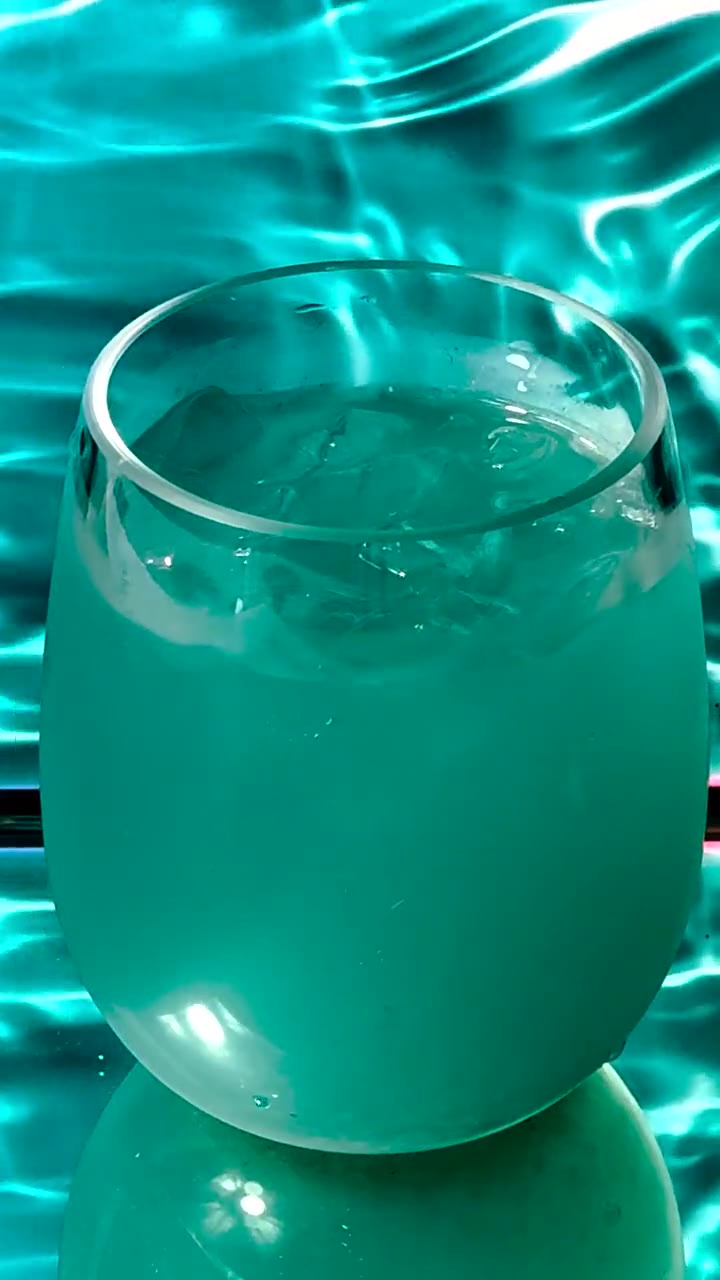 Close-up of teal Renuvelle lemonade